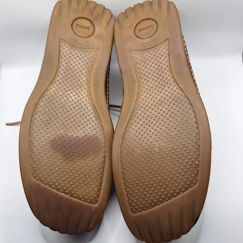 Men's ECCO 10/10.5 Brown Leather Boat Shoes - Classic Lace-Up